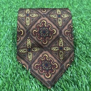 Hardy Amies Vintage Necktie Brown & Red Paisley Pattern‎ Silk Neck Tie  55x3.5”